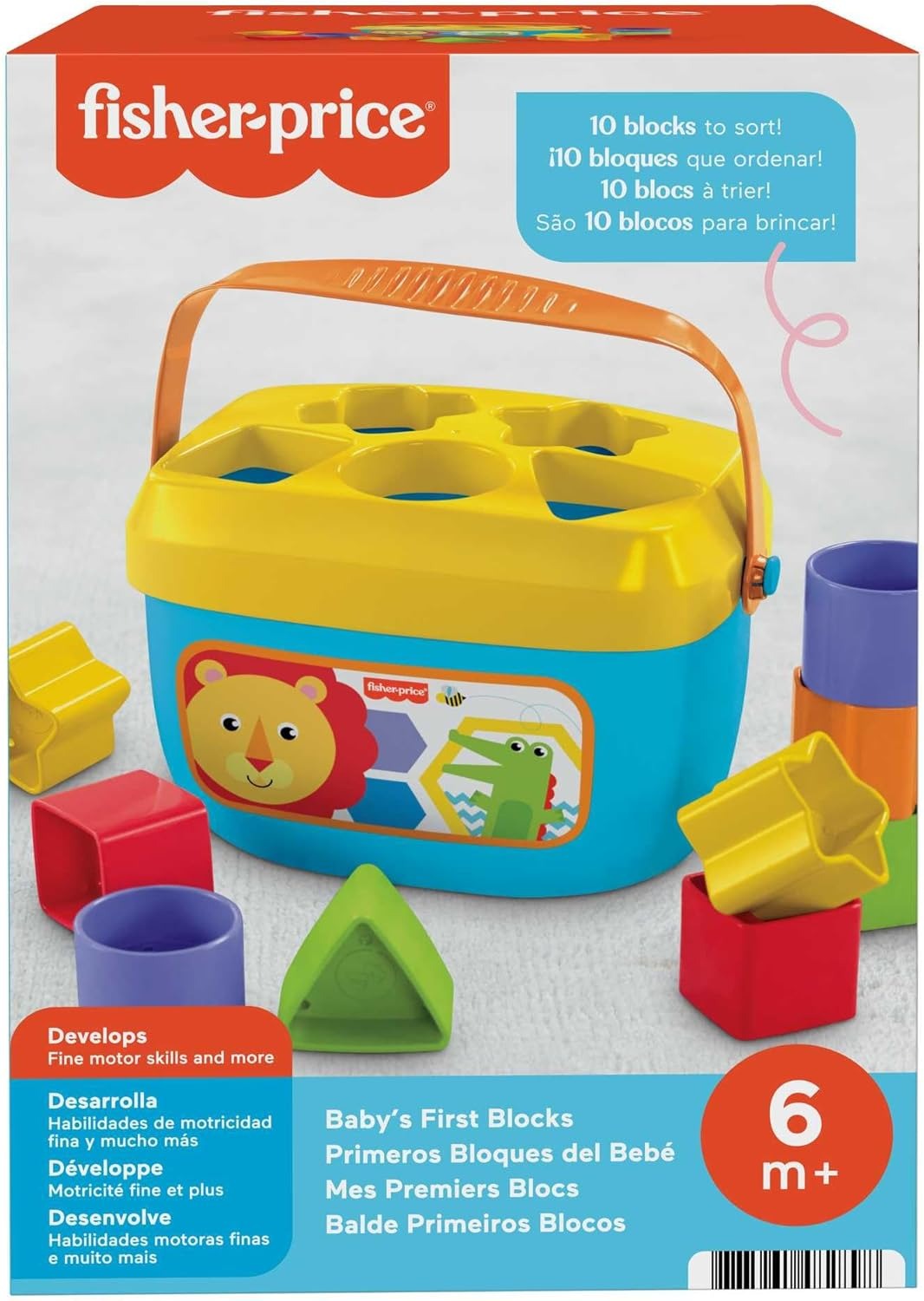 Balde Primeiros Blocos - Fisher-Price - 20cm - 10 Blocos