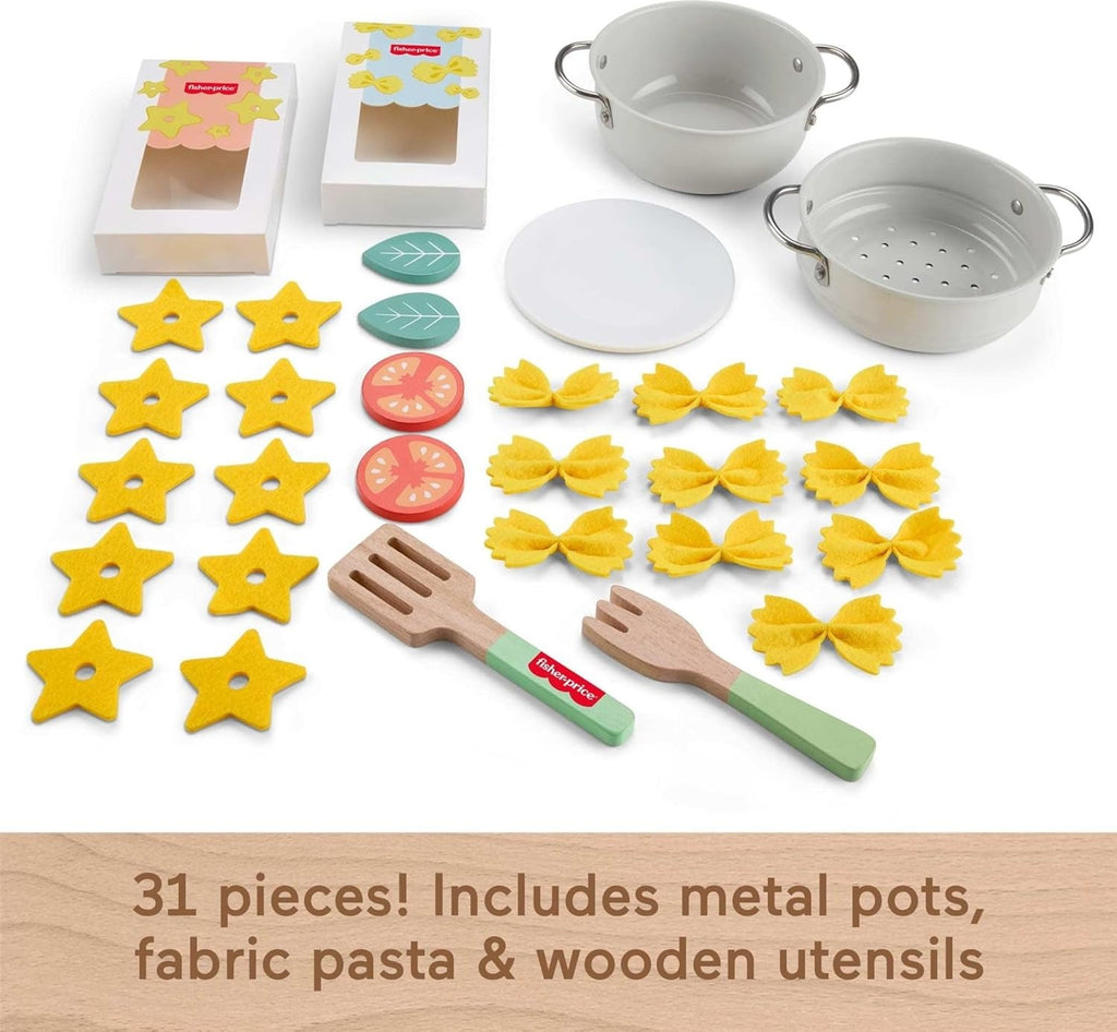Fisher-Price Brinquedo para Bebês Kit para Preparar Macarrão de Madeira para crianças a partir de 3 anos