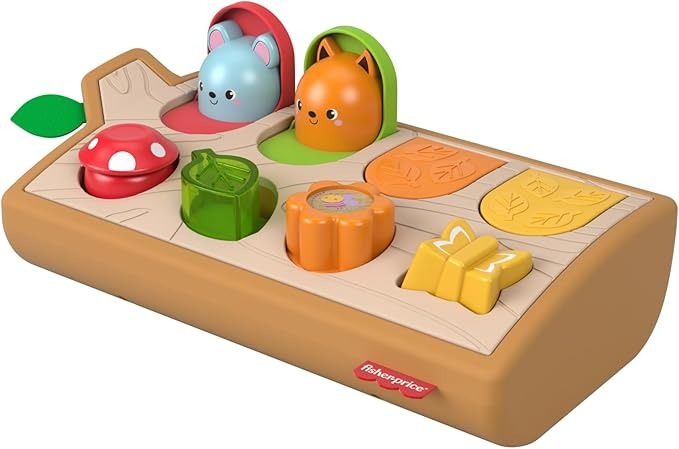 Fisher-Price Animaizinhos Pop Up é um brinquedo de atividades com sons e surpresas que ensinam causa e efeito