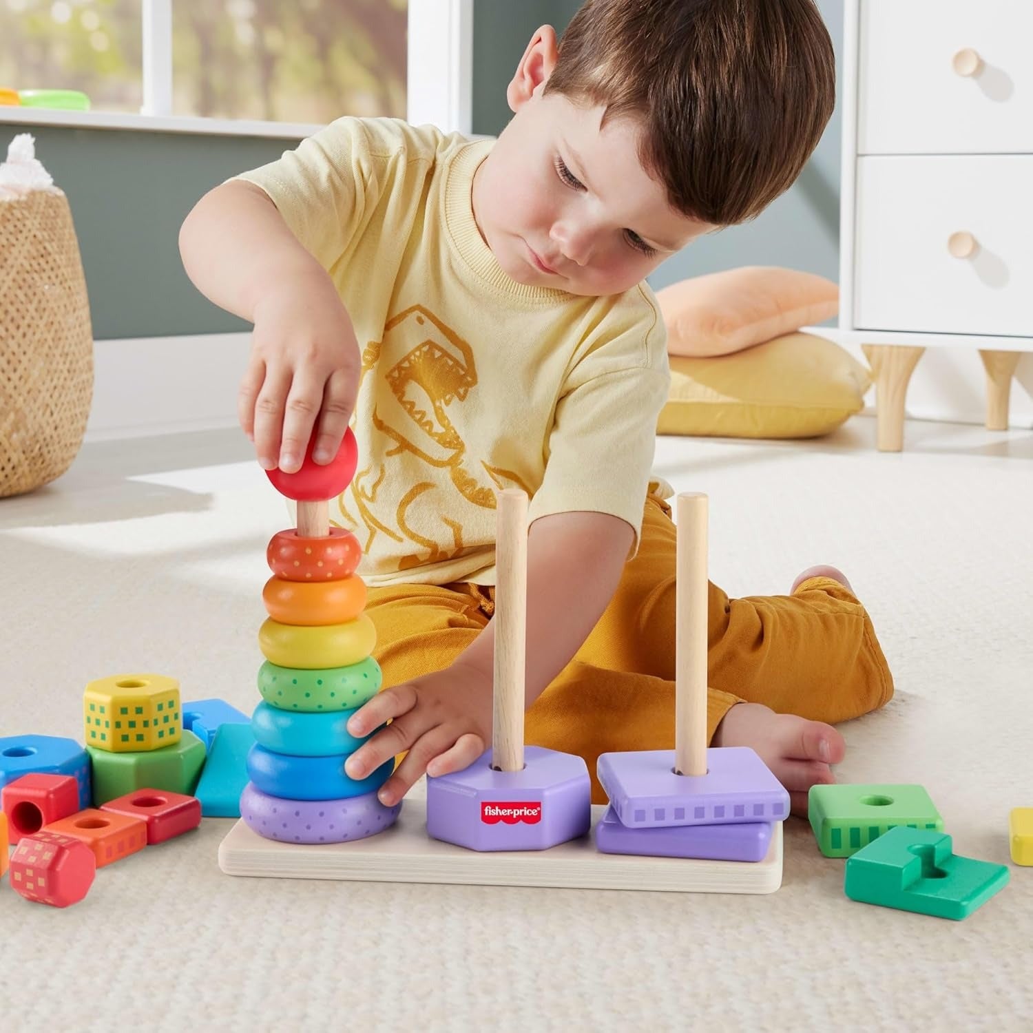 Fisher-Price Brinquedo para Bebês Torre de Atividades de Madeira para crianças a partir de 18 meses