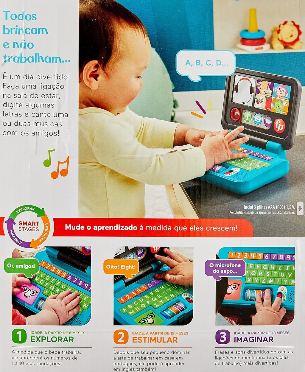 Fisher-Price Aprender e Brincar Brinquedo para Bebês Laptop De Aprendizagem para crianças a partir de 6 meses