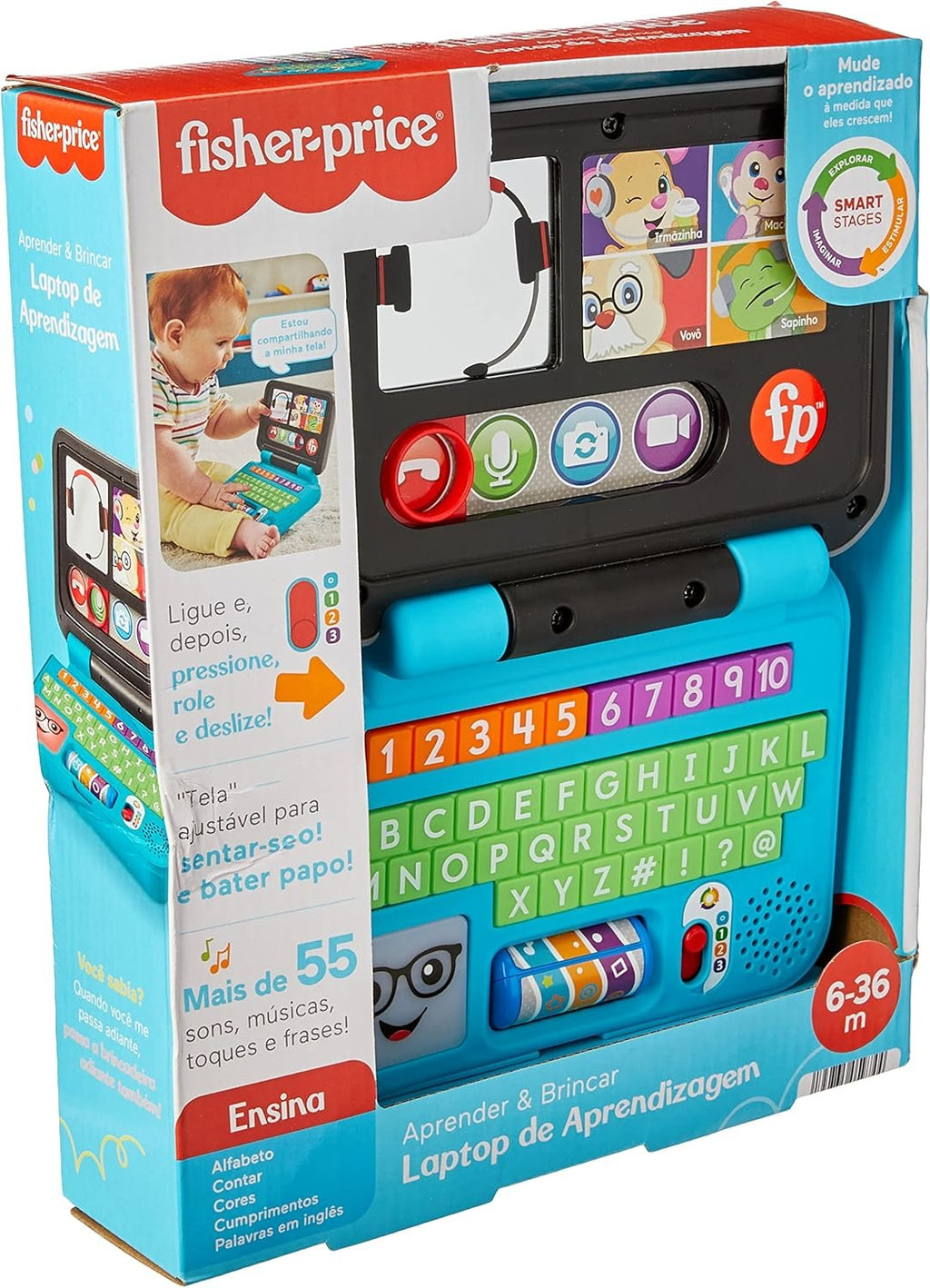 Fisher-Price Aprender e Brincar Brinquedo para Bebês Laptop De Aprendizagem para crianças a partir de 6 meses