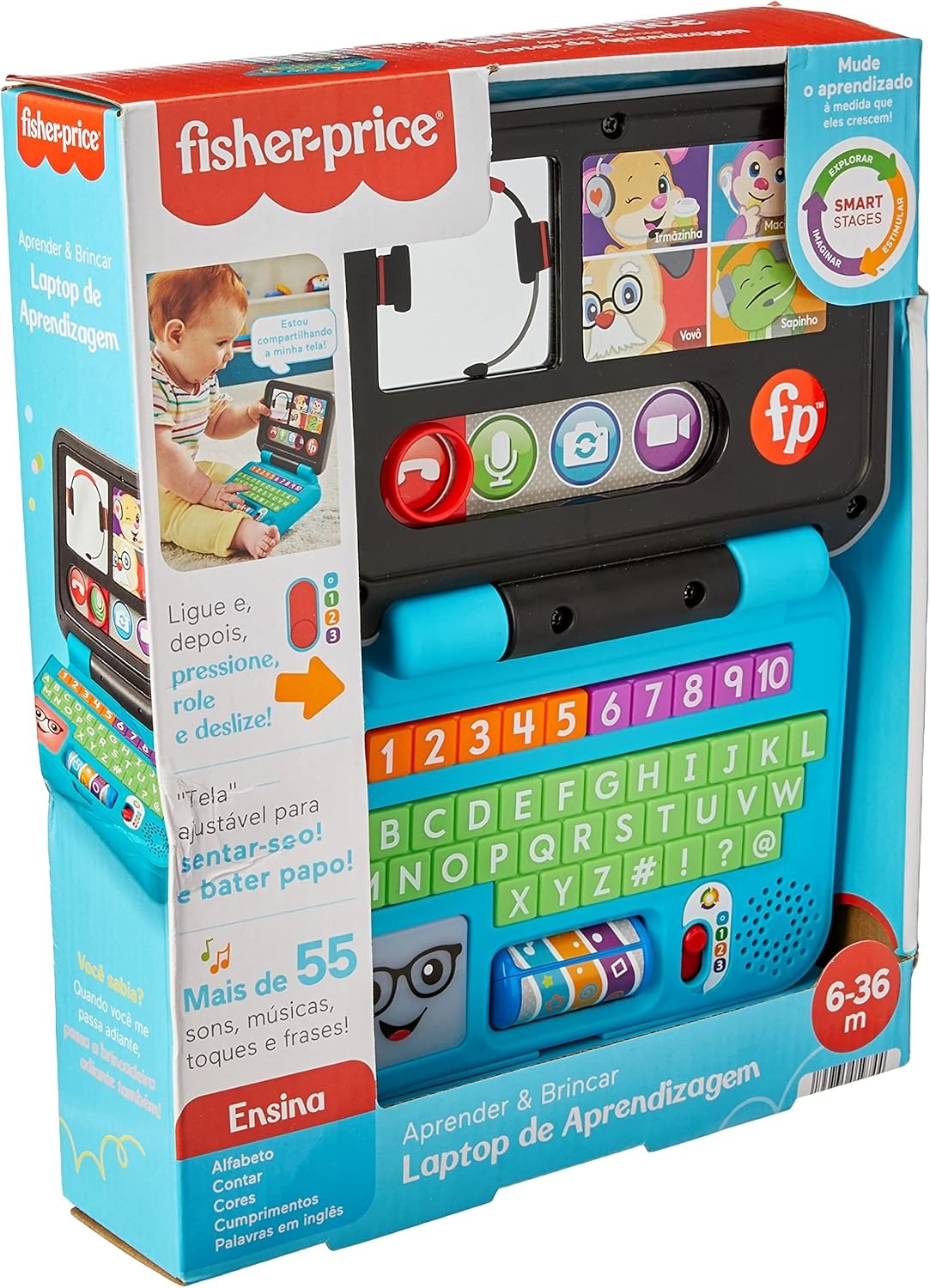 Fisher-Price Aprender e Brincar Brinquedo para Bebês Laptop De Aprendizagem para crianças a partir de 6 meses