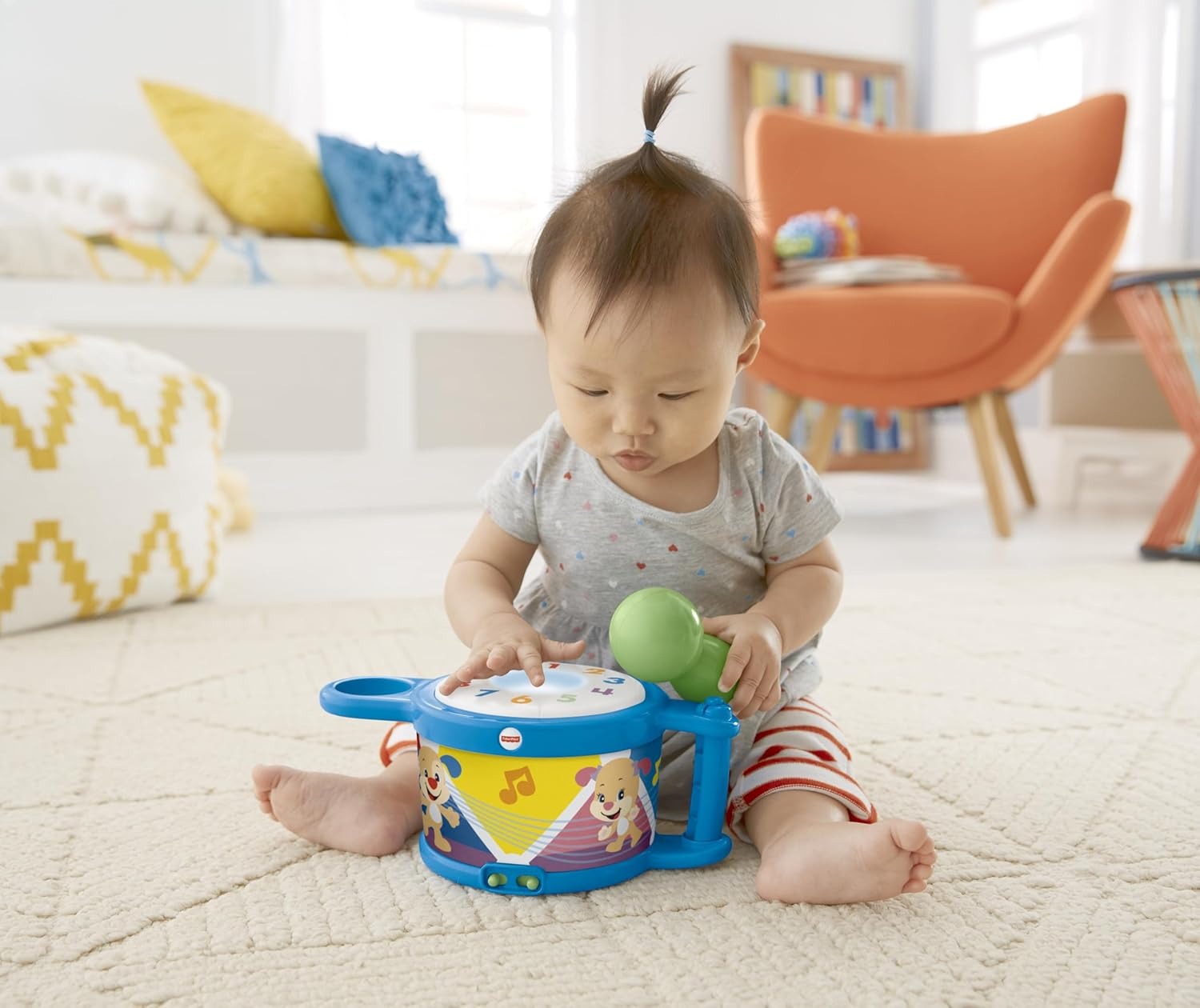 Fisher-Price Aprender e Brincar Brinquedo para Bebês Tambor para crianças a partir de 6 meses