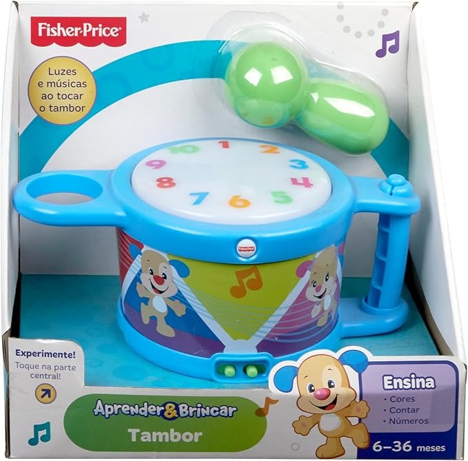 Fisher-Price Aprender e Brincar Brinquedo para Bebês Tambor para crianças a partir de 6 meses