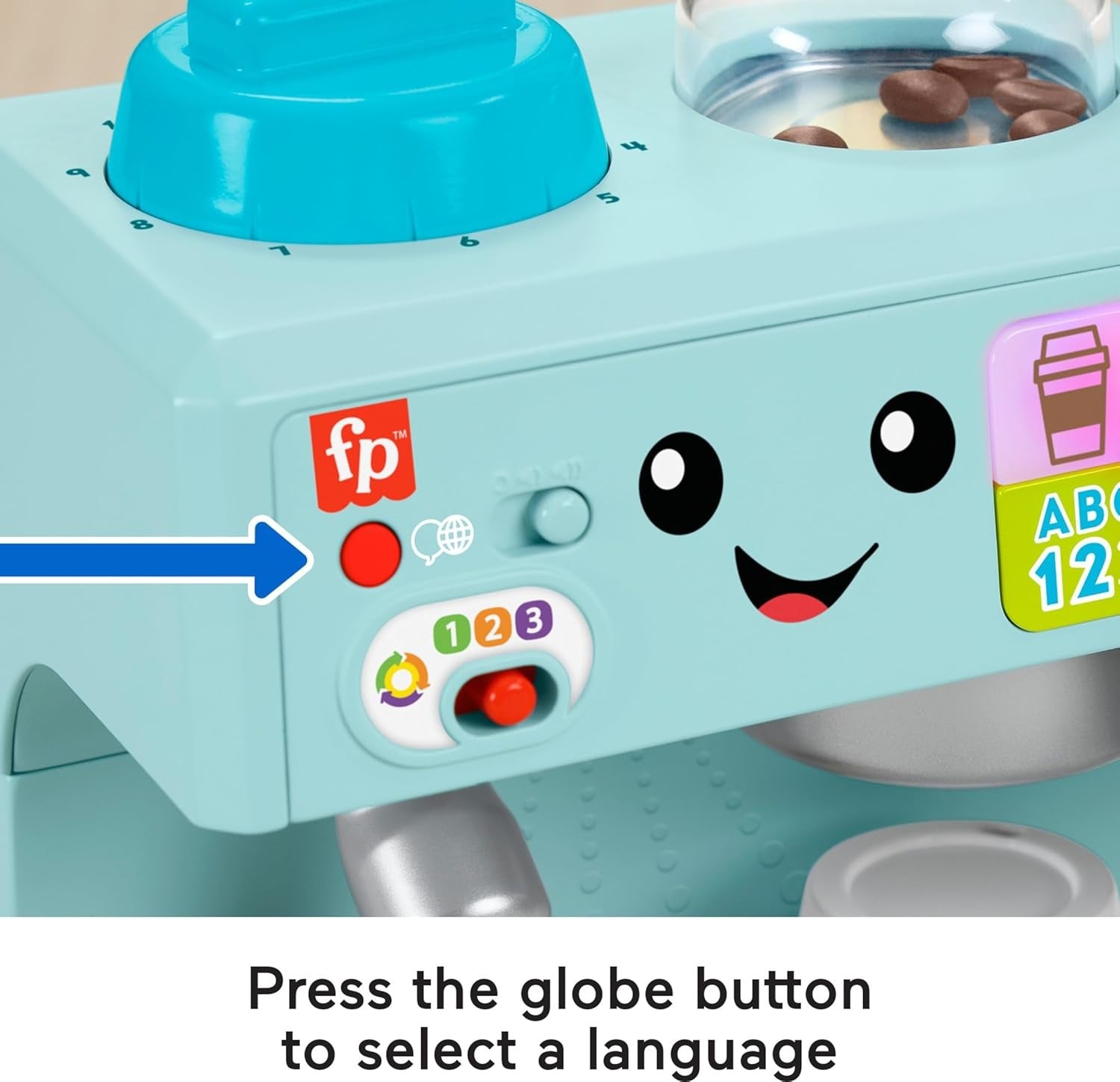 Fisher-Price, Minha Primeira Máquina de Café com 3 Níveis de Aprendizado, 10 Acessórios e +100 Músicas e Sons, Brinquedo para Bebês, A partir de 18 meses