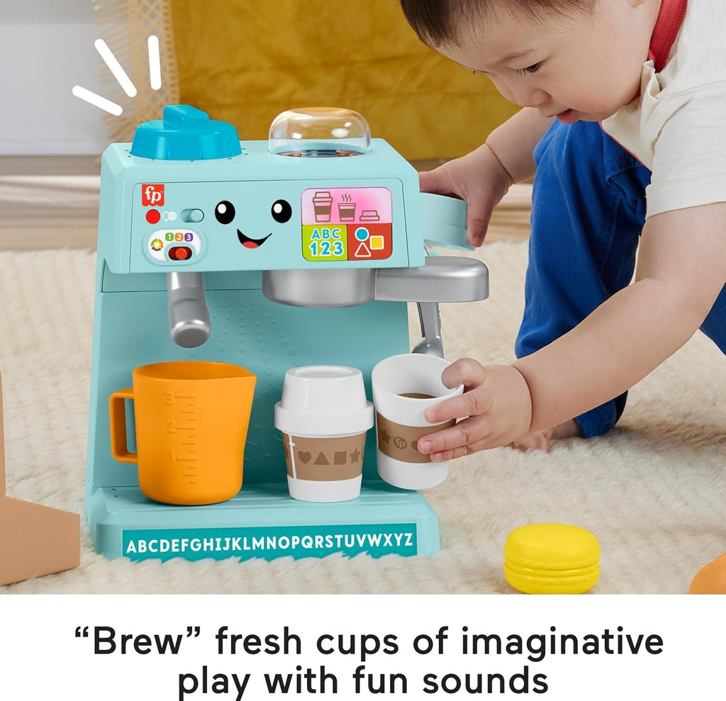 Fisher-Price, Minha Primeira Máquina de Café com 3 Níveis de Aprendizado, 10 Acessórios e +100 Músicas e Sons, Brinquedo para Bebês, A partir de 18 meses