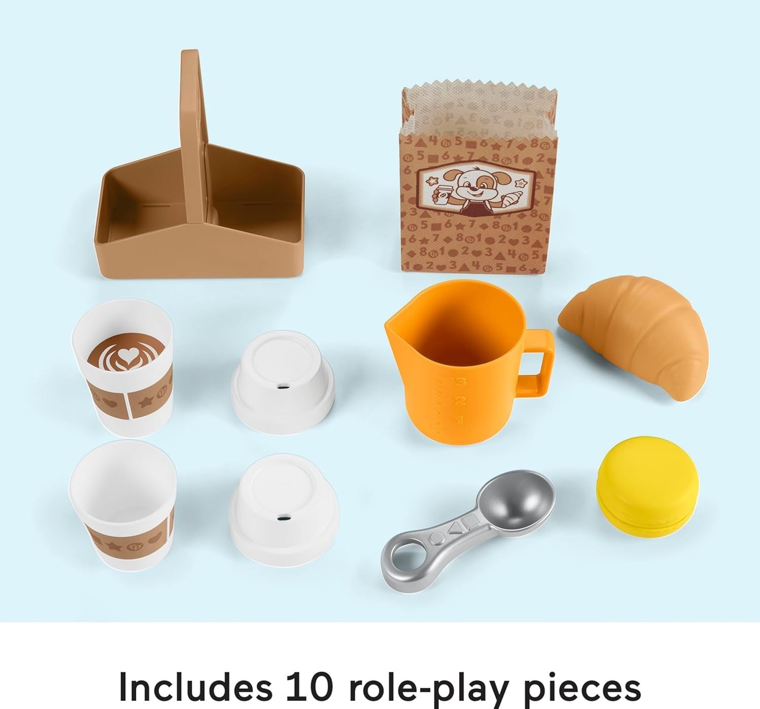 Fisher-Price, Minha Primeira Máquina de Café com 3 Níveis de Aprendizado, 10 Acessórios e +100 Músicas e Sons, Brinquedo para Bebês, A partir de 18 meses