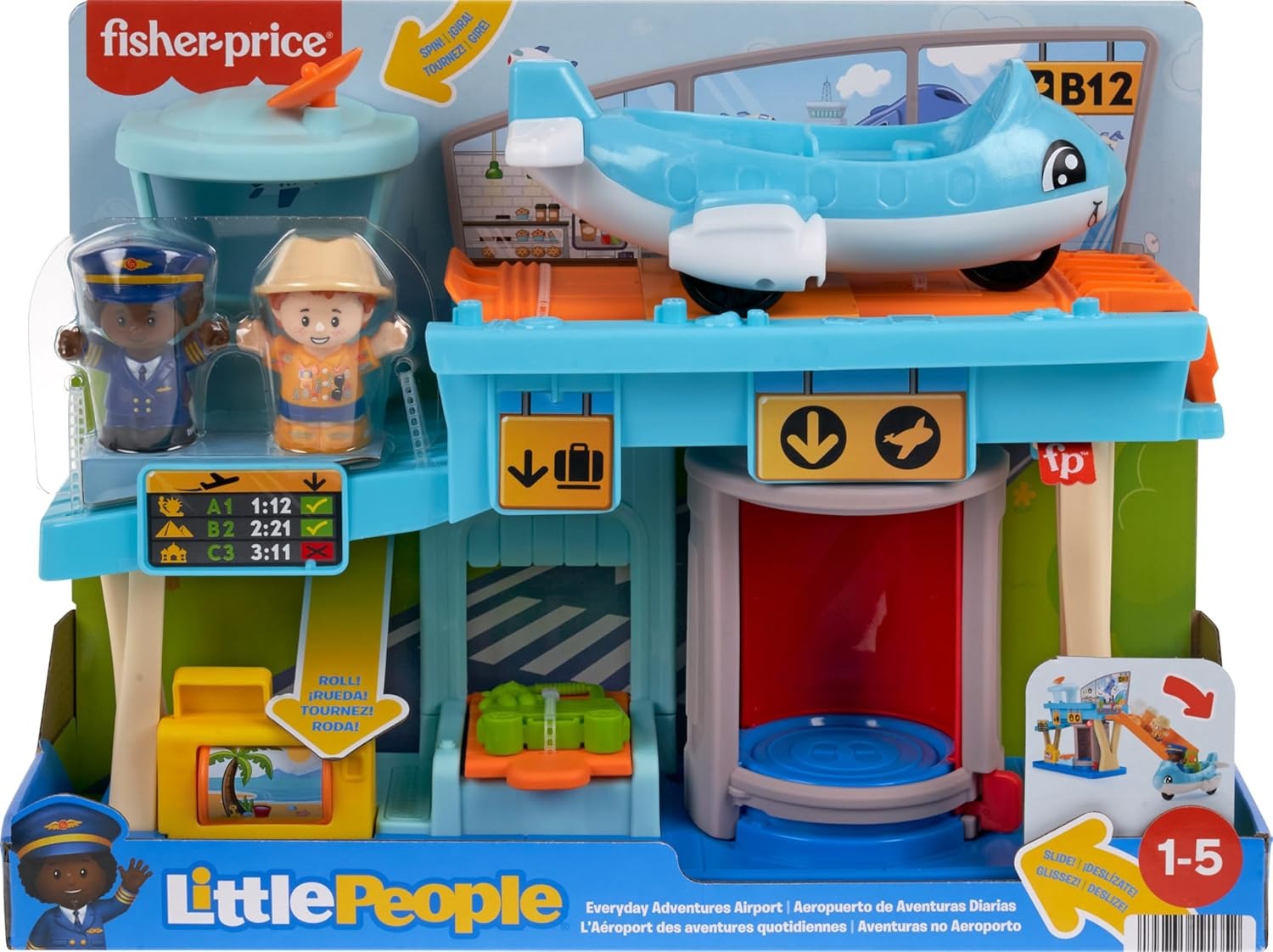 Little People, Conjunto de Brinquedo Aventuras no Aeroporto com 1 Veículo, 2 Figuras e 1 Peça de Brincar, Brinquedo para Bebês, A partir de 1 ano, Fisher-Price