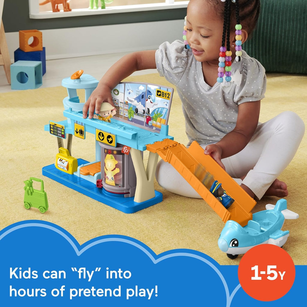 Little People, Conjunto de Brinquedo Aventuras no Aeroporto com 1 Veículo, 2 Figuras e 1 Peça de Brincar, Brinquedo para Bebês, A partir de 1 ano, Fisher-Price