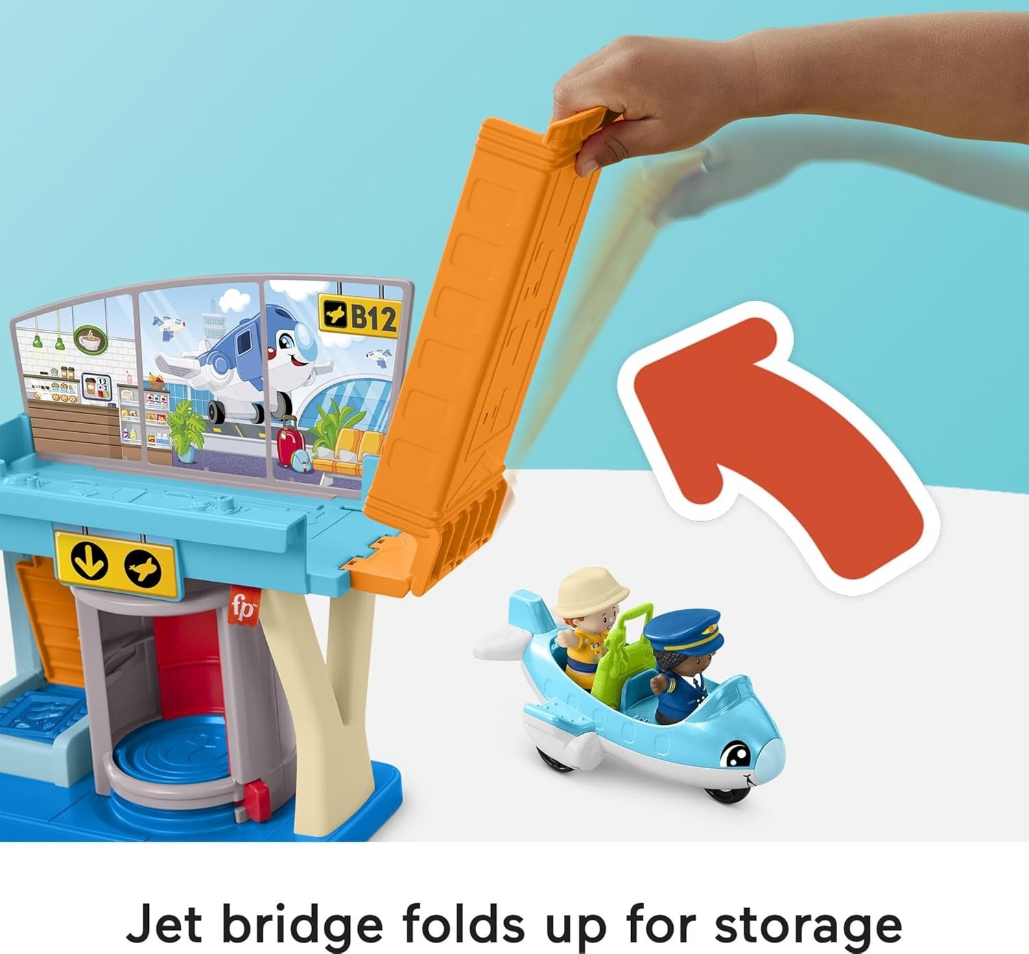 Little People, Conjunto de Brinquedo Aventuras no Aeroporto com 1 Veículo, 2 Figuras e 1 Peça de Brincar, Brinquedo para Bebês, A partir de 1 ano, Fisher-Price