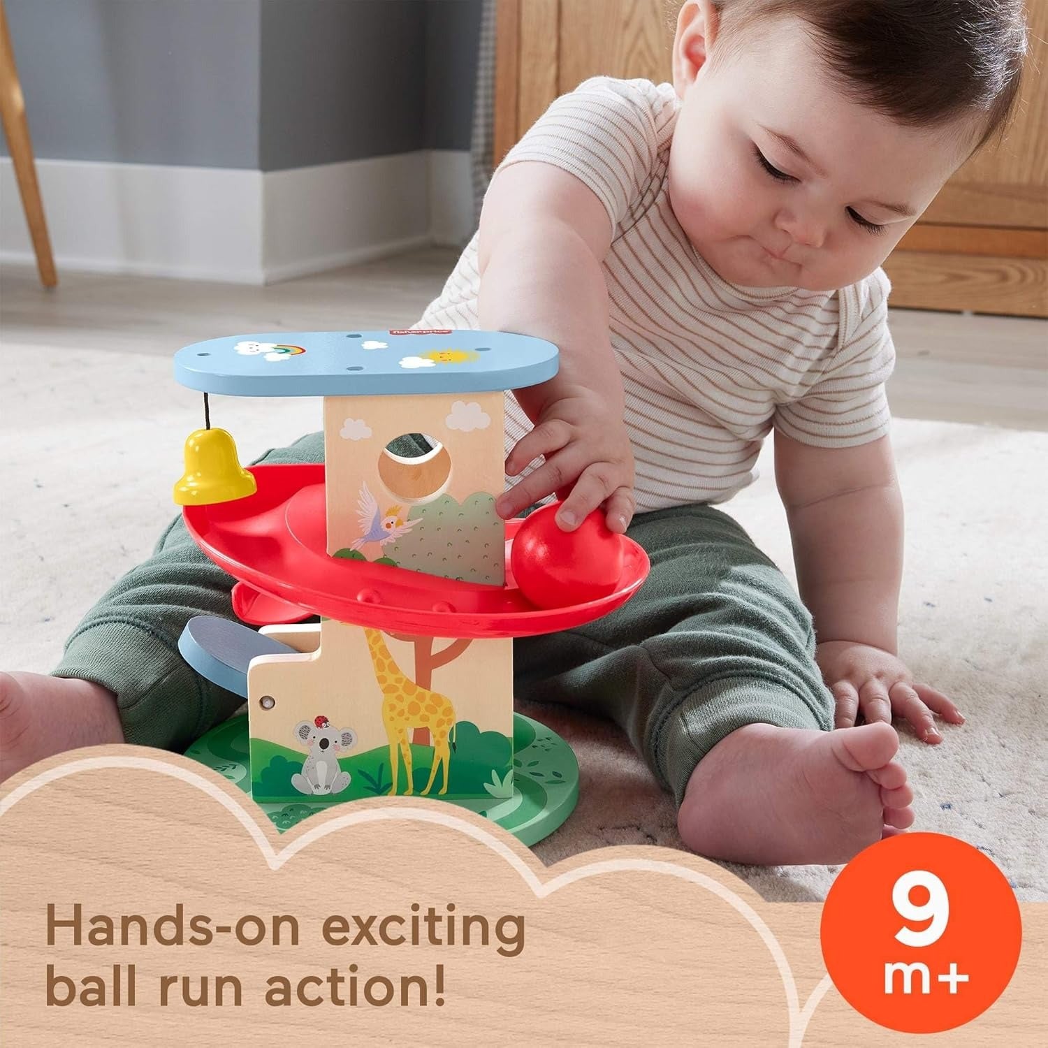 Fisher-Price Brinquedo para Bebês Bolas Rolantes de Madeira para crianças a partir de 9 meses