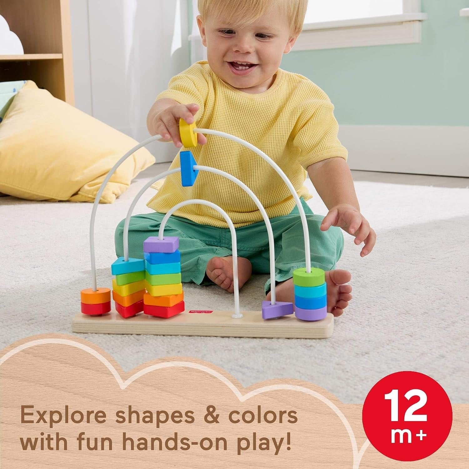 Fisher-Price Brinquedo para Bebês Contando Cores de Madeira para crianças a partir de 1 ano