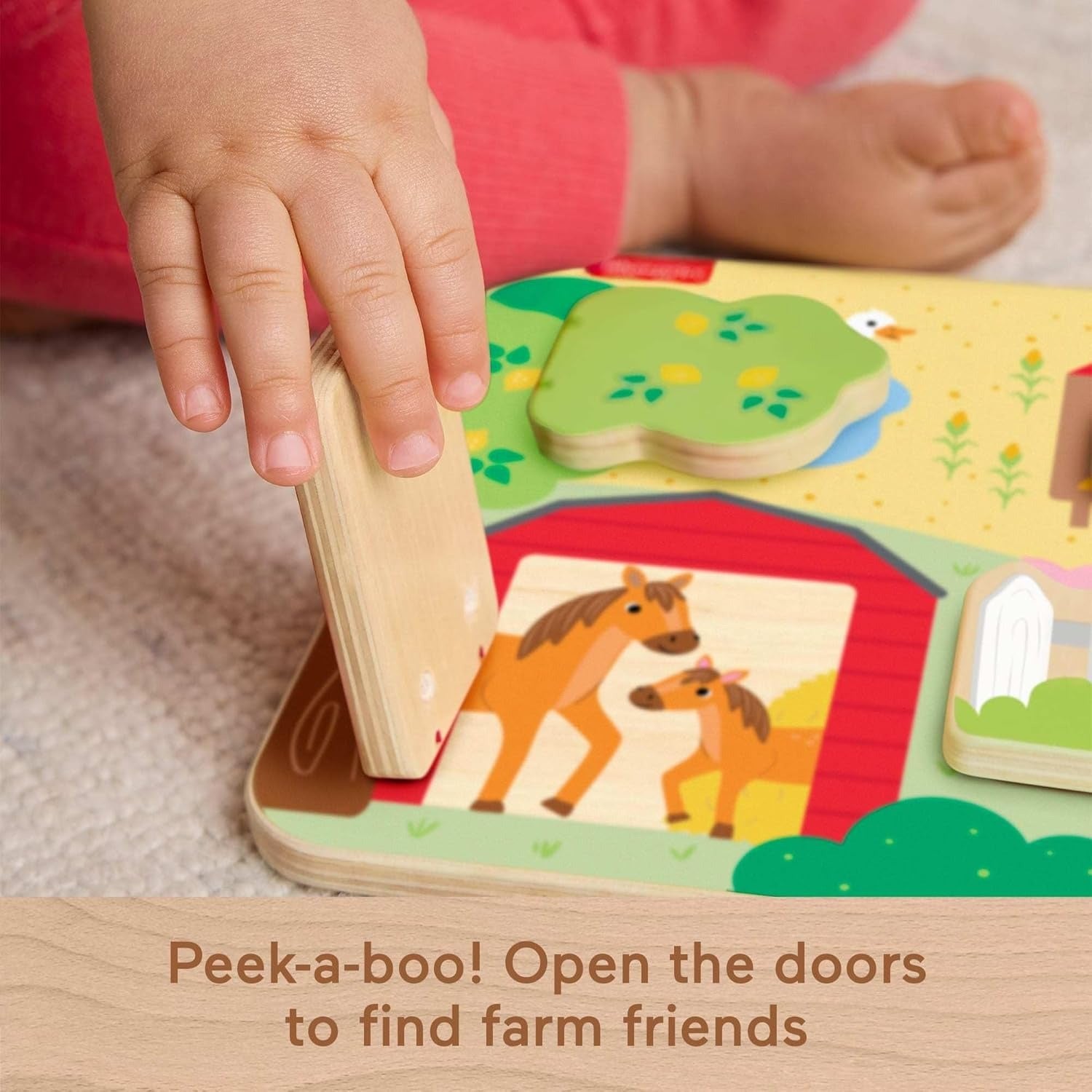 Fisher-Price Brinquedo para Bebês Painel Animaizinhos da Granja de madeira para crianças a partir de 1 ano
