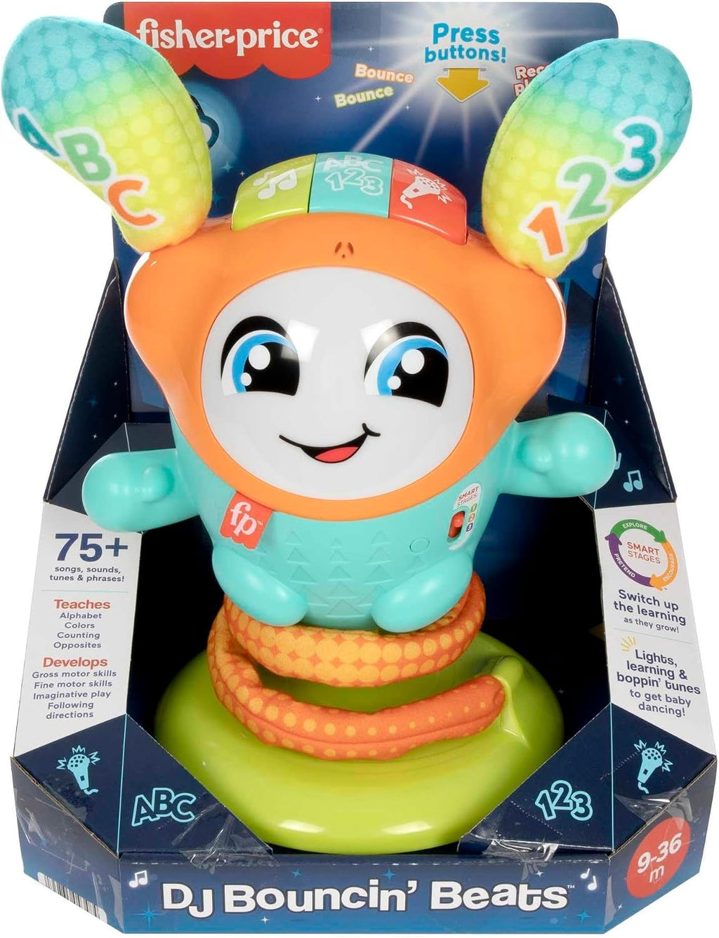 Fisher-Price Brinquedo de bebê Dj Bouncy Pular e Aprender