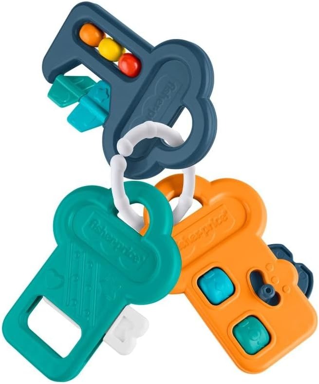 Chaves de Atividades Brinquedo Bebê Fisher-Price Mattel. Estimula sentidos com sons, texturas e mordedor. Fácil de segurar. Ideal a partir dos 3 meses.