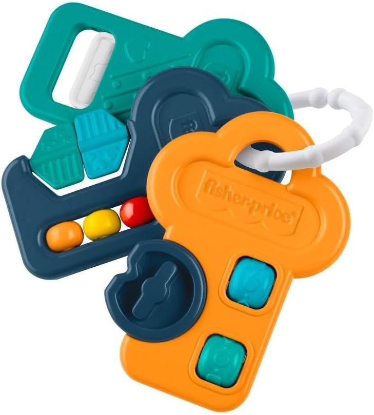Chaves de Atividades Brinquedo Bebê Fisher-Price Mattel. Estimula sentidos com sons, texturas e mordedor. Fácil de segurar. Ideal a partir dos 3 meses.