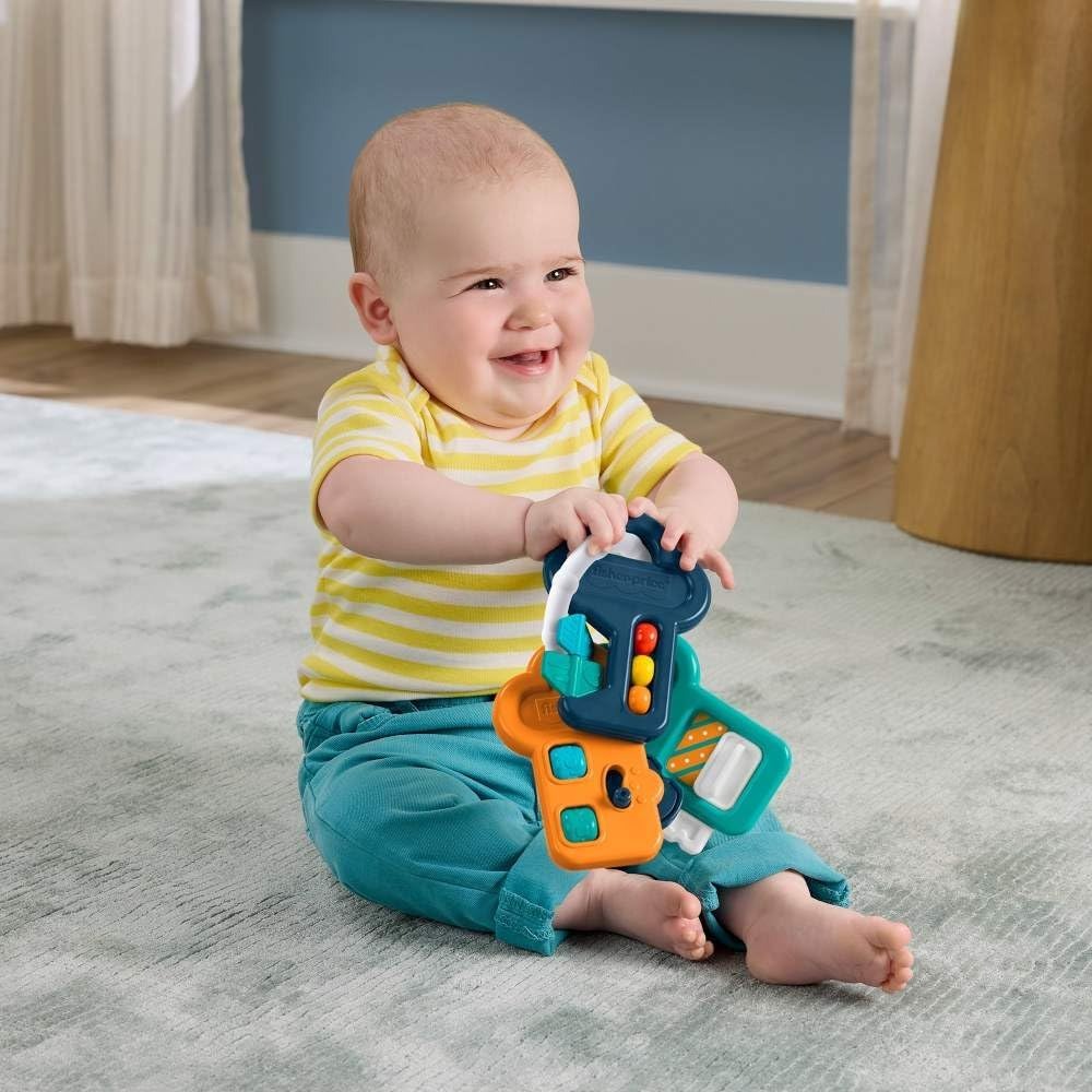 Chaves de Atividades Brinquedo Bebê Fisher-Price Mattel. Estimula sentidos com sons, texturas e mordedor. Fácil de segurar. Ideal a partir dos 3 meses.