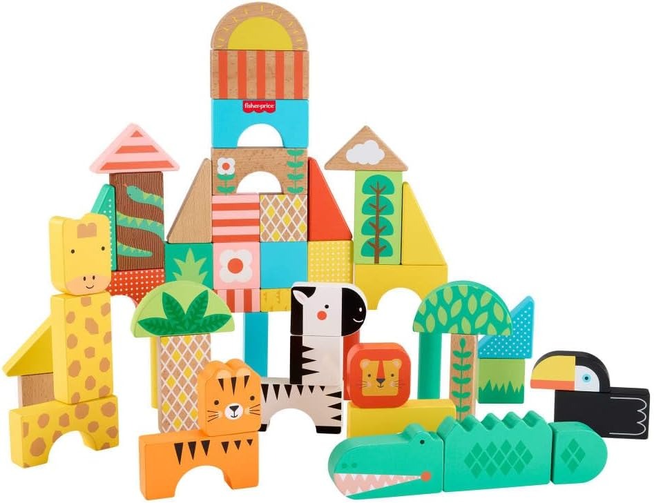 Fisher-Price Brinquedo para Bebês Animaizinhos da Selva de Madeira para crianças a partir de 2 anos