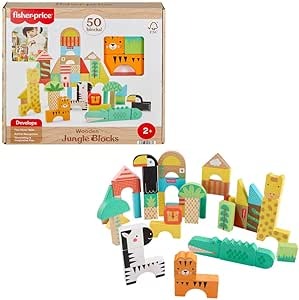 Fisher-Price Brinquedo para Bebês Animaizinhos da Selva de Madeira para crianças a partir de 2 anos