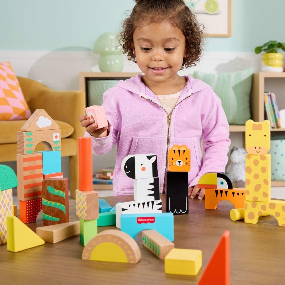 Fisher-Price Brinquedo para Bebês Animaizinhos da Selva de Madeira para crianças a partir de 2 anos
