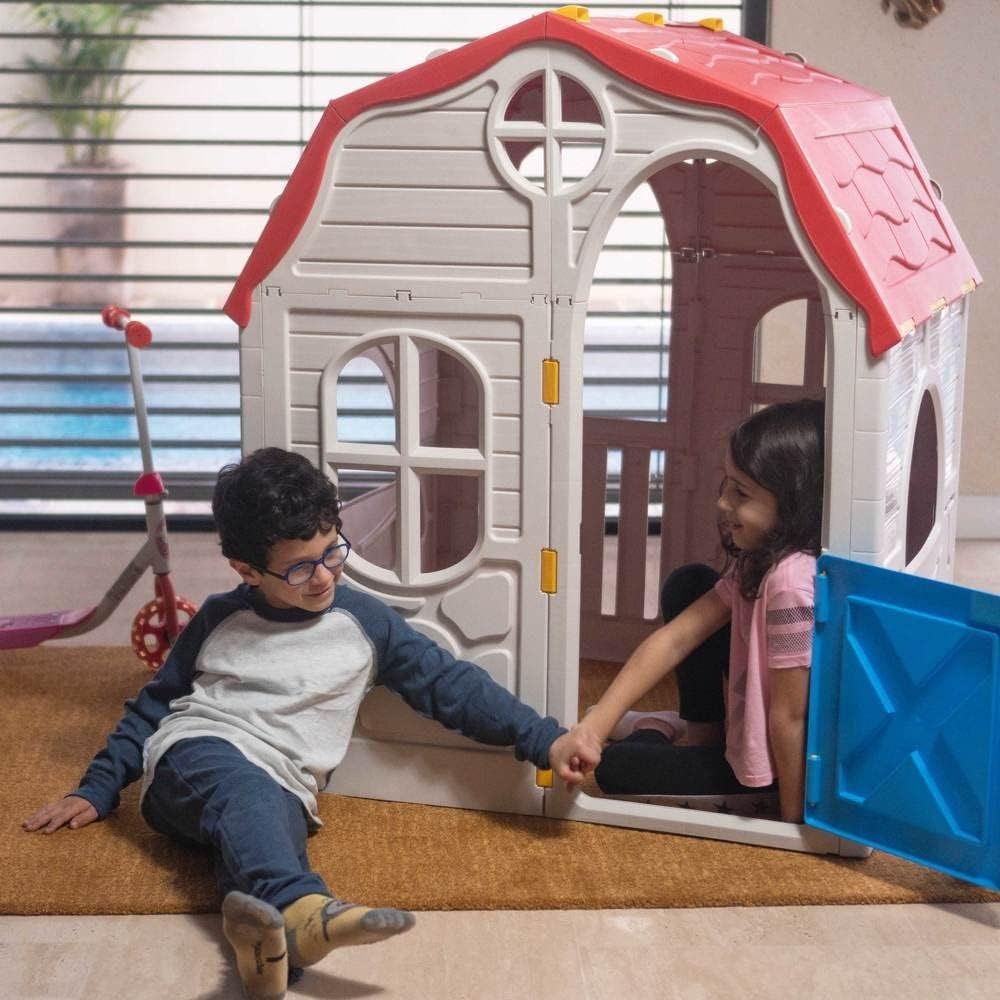 Cosco Kids, Casinha Portátil Kids, Playhouse, Bege e Vermelha