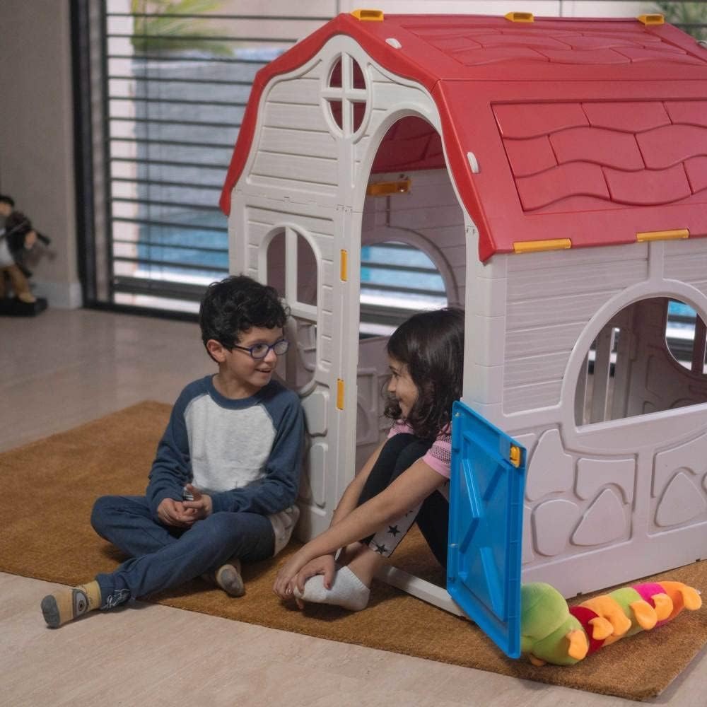 Cosco Kids, Casinha Portátil Kids, Playhouse, Bege e Vermelha
