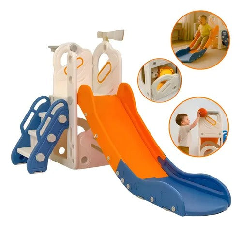 Playground Infantil Multifuncional 4 em 1 Laranja da ImportWay com Escorregador e Cesta