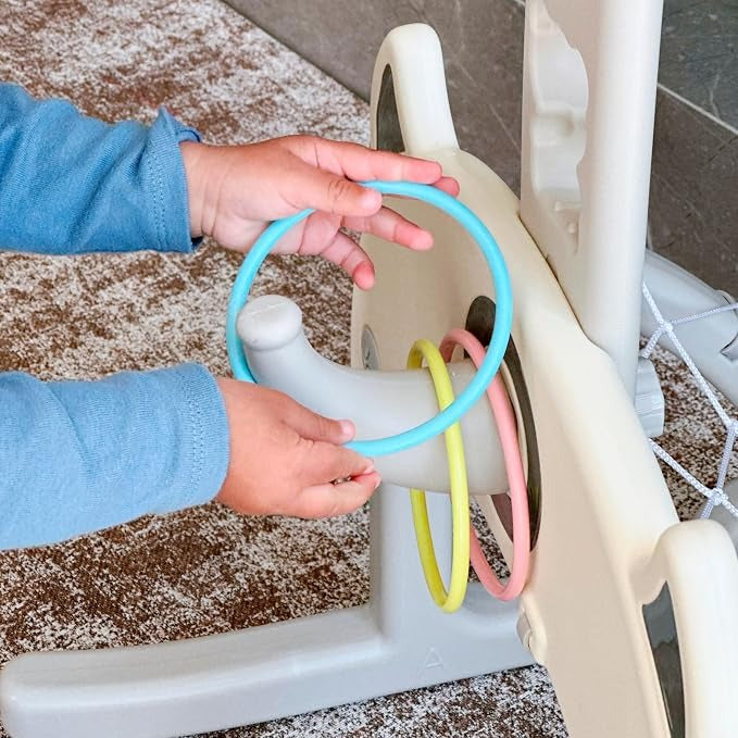 Freso Centro de Atividades Multiesporte Infantil 3 em 1 com Futebol, Basquete e Argolas. Brinquedo Esportivo Indoor que estimula coordenação motora e interação. Compacto, Leve e Seguro, Ideal para Apartamentos, Escolas, Creches e Brinquedotecas