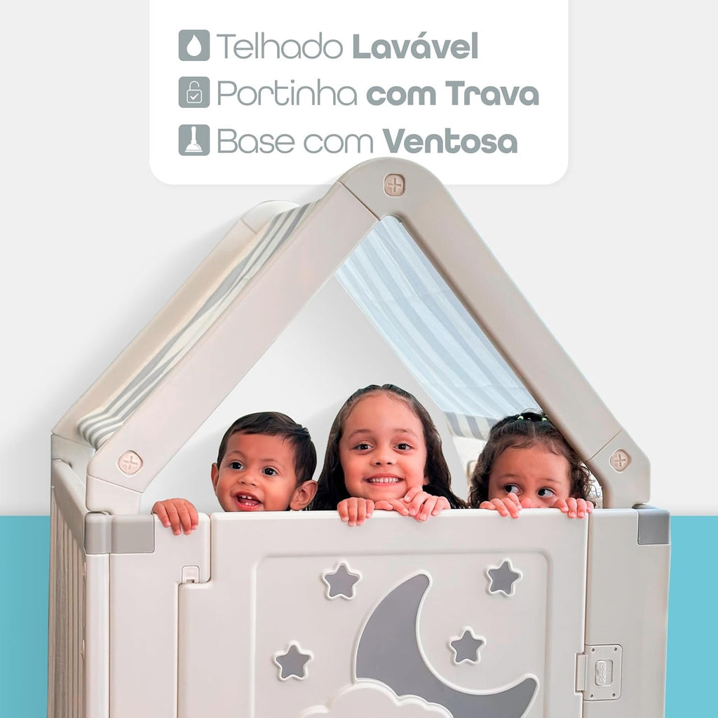 Freso Casinha Estilo Cabana com Cercado Infantil. Ideal para Quartos e Brinquedotecas. Estrutura Resistente, Fácil de Limpar e Espaço Seguro para Crianças Brincarem Dentro de Casa