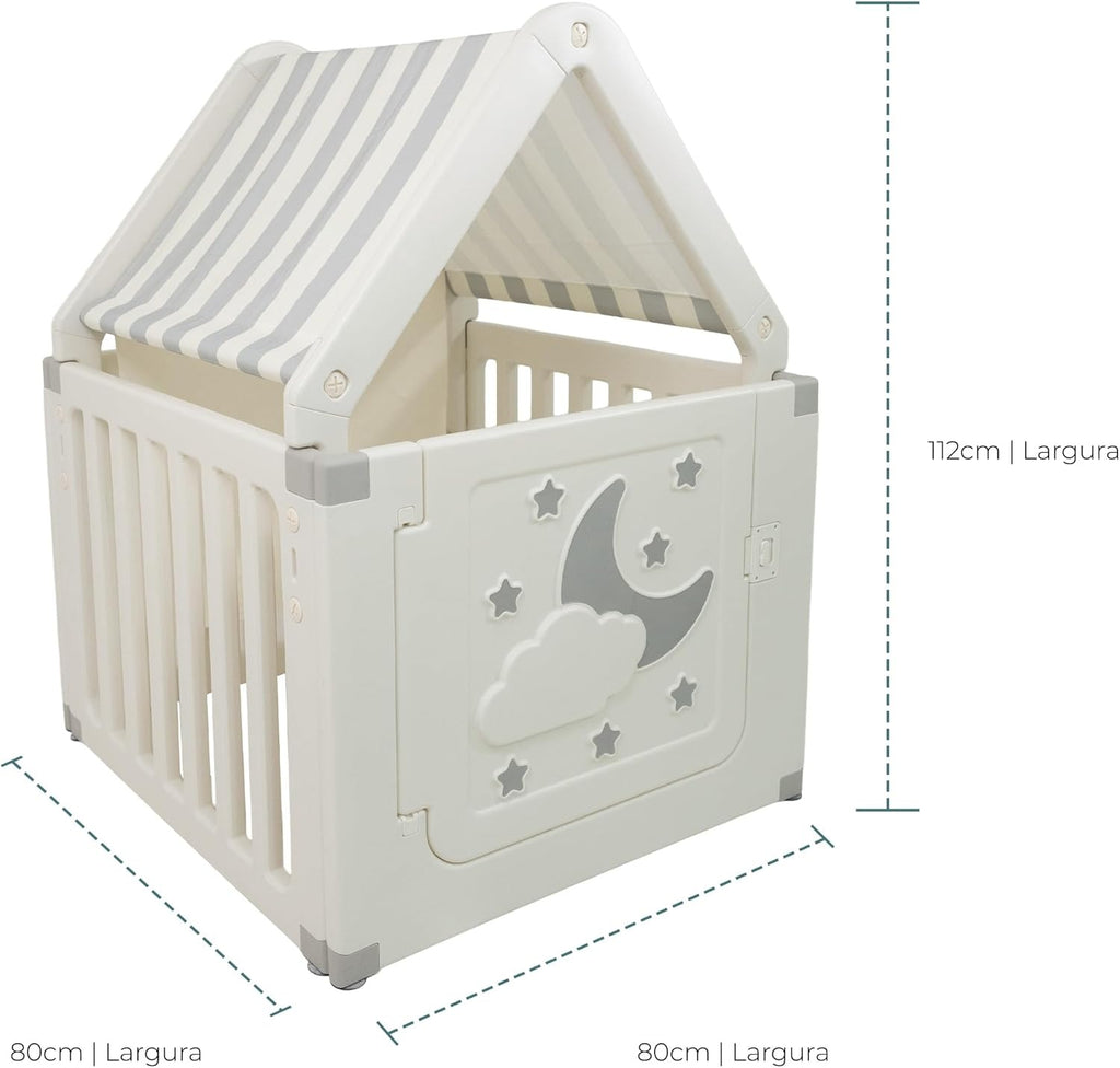Freso Casinha Estilo Cabana com Cercado Infantil. Ideal para Quartos e Brinquedotecas. Estrutura Resistente, Fácil de Limpar e Espaço Seguro para Crianças Brincarem Dentro de Casa