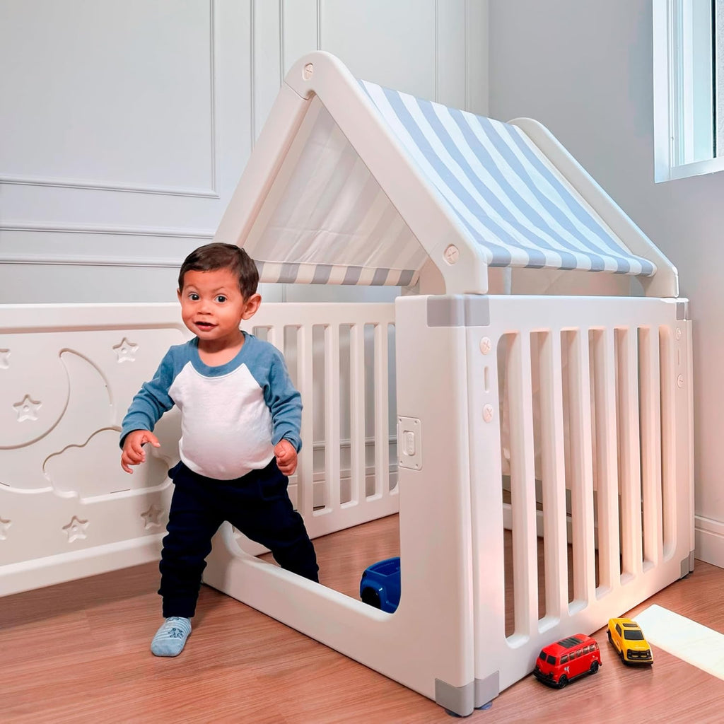 Freso Casinha Estilo Cabana com Cercado Infantil. Ideal para Quartos e Brinquedotecas. Estrutura Resistente, Fácil de Limpar e Espaço Seguro para Crianças Brincarem Dentro de Casa