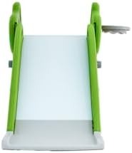 Escorregador Infantil Dobrável Dino Freso com Escada Antiderrapante, 2 Degraus, Cesta de Basquete e Bola, Brinquedo Seguro, Compacto e Resistente, Fácil de Montar, Para Crianças de 2 a 4 Anos (Verde)