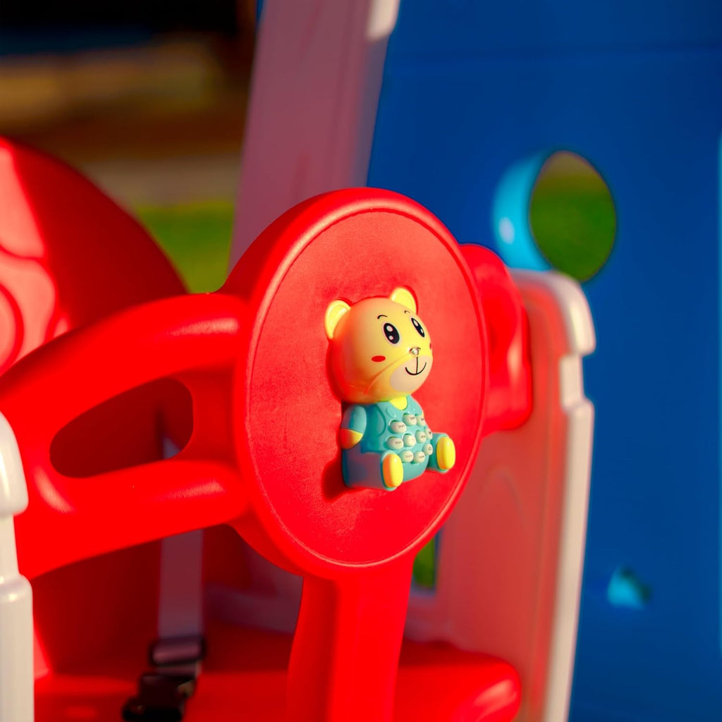 Balanço Infantil Playground 2 em 1 de Plástico com Cesta de Basquete e Bola, Brinquedo Seguro, Resistente, Fácil Montagem e Limpeza, para Crianças de 2 a 6 Anos Uso Interno e Externo (Azul)
