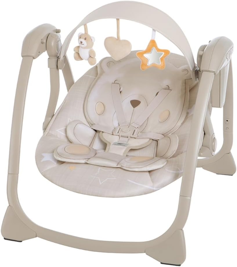 Mastela Cadeira Infantil Automática Dobrável Com Timer E Música Urso Bege - Até 11kg