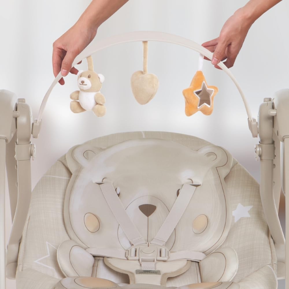 Mastela Cadeira Infantil Automática Dobrável Com Timer E Música Urso Bege - Até 11kg