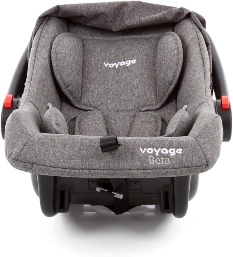 Voyage Bebê Conforto Infantil para Carro Beta, Cinto 3 Pontos, Capota Removível Grupo 0+ (Até 13kgs), Cinza Mescla