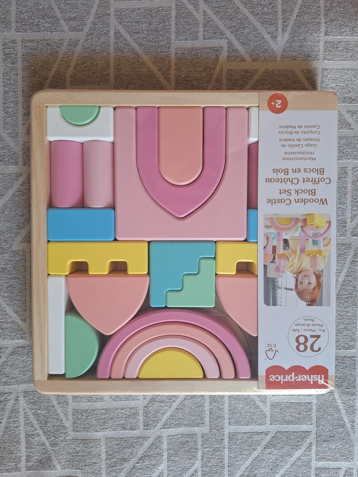 Fisher-Price Brinquedo para Bebês Castelo de Blocos de Madeira para crianças a partir de 2 anos